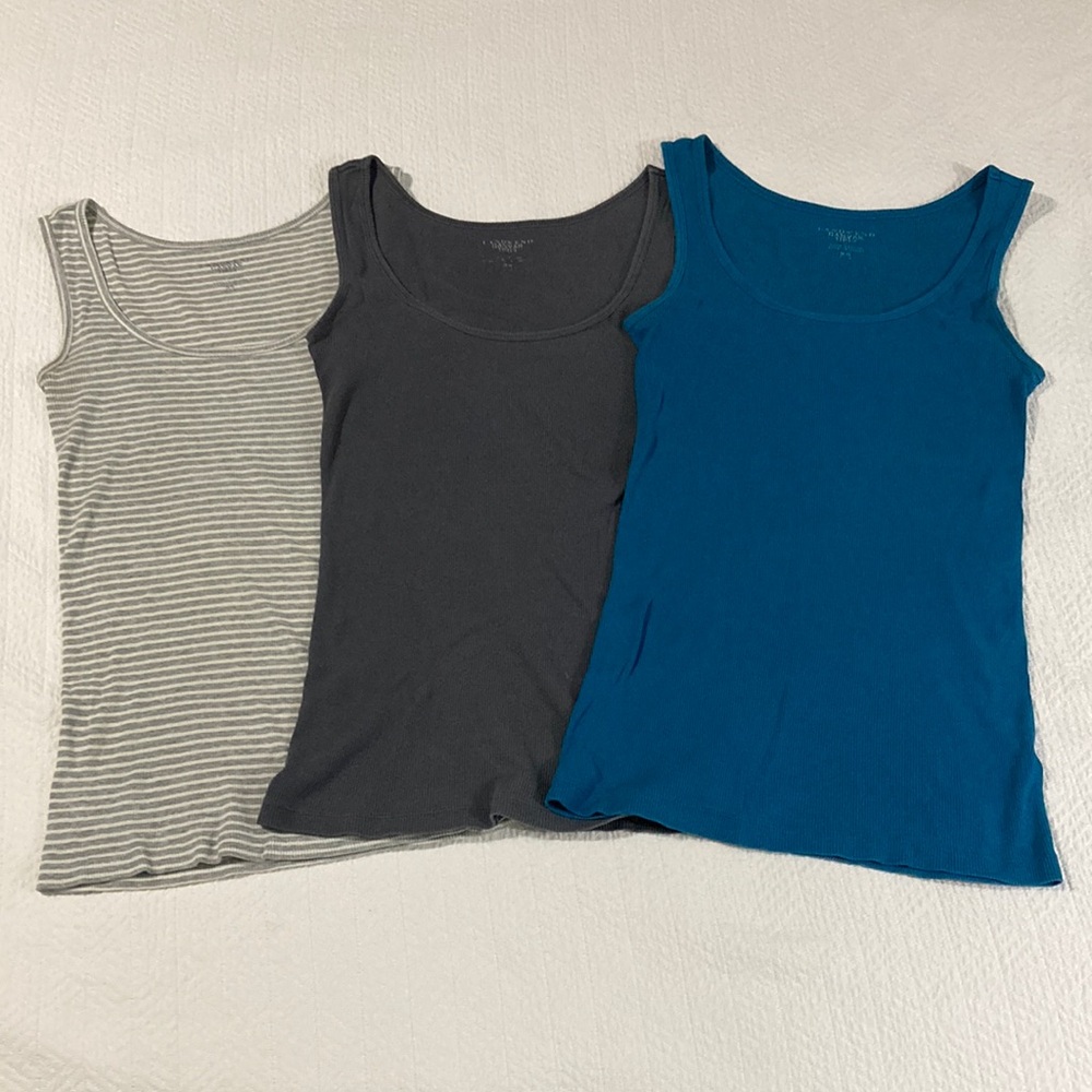 Trio of ribbed tank tops